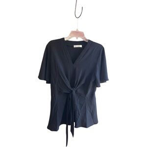 Grace Karin black crinkle poly viscose fabric with tie in the front Sz L